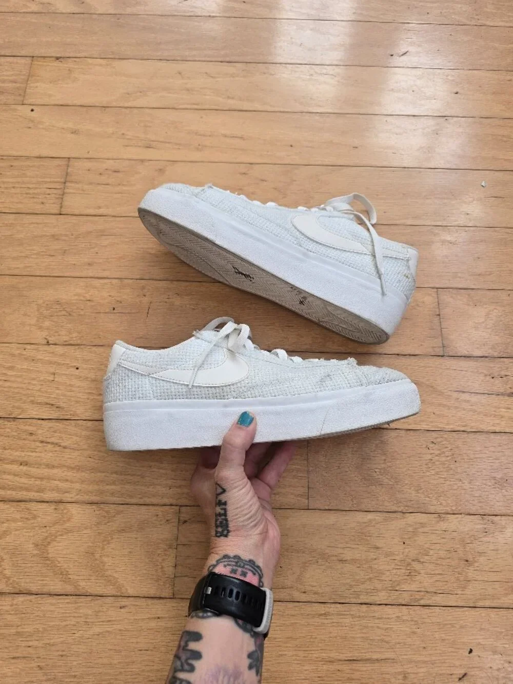 Nike | Blazer Summit White Monochrome Low Platform Sneakers | WMS 9.5